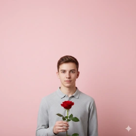 Minimalist Boy Rose Photo with Clean Background
