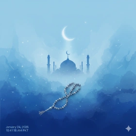 Spiritual Ramadan Image with Calm Blue Tones