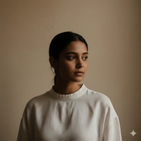 Minimalist Indian Girl Portrait with Soft Shadows