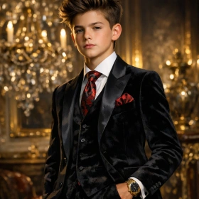 Royal Boy Attitude Portrait with Luxury Outfit