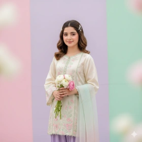 Pakistani Girl Photo with Pastel Background Aesthetic
