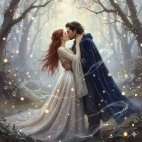 Dreamy Romantic Kiss Scene Between Two Adults