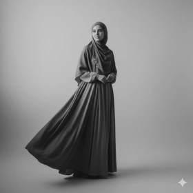 3. Muslim Woman in Abaya with Minimalist Studio Lighting