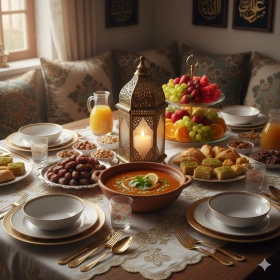 Beautiful Iftar Table Setup Ramadan Image