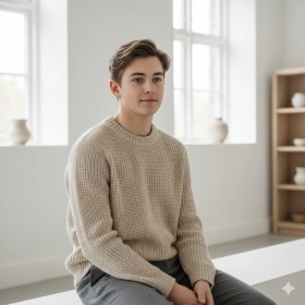 6. Stylish Boy Photo with Neutral Color Palette