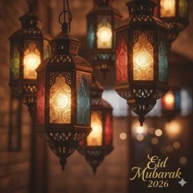 Eid Mubarak 2026 Image with Traditional Lantern Decor