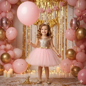 Happy Birthday Girl Look with Pink and Gold Theme
