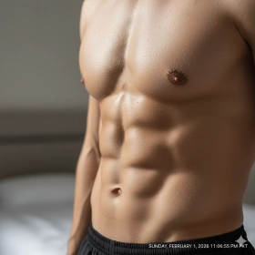 Natural Abs Body Look with Realistic Skin Texture