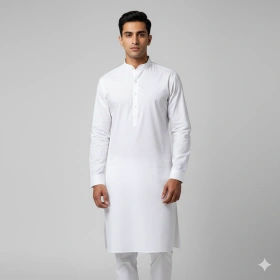 2. Classic White Shalwar Kameez Look with Clean Background