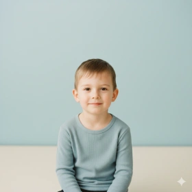 Minimalist Boy Kid Birthday Portrait with Soft Colors
