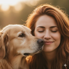 Pet Lover Portrait with Dog and Clean Composition