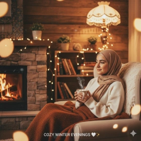 Hijab Girl Instagram Photo with Warm Cozy Mood