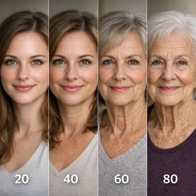 Photorealistic Age Progression Headshot Prompt