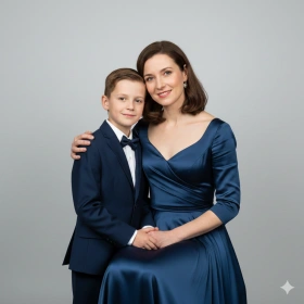 3. Studio‑Style Mother and Son Portrait with Clean Background