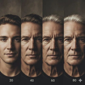 Cinematic Age Progression Portrait Prompt