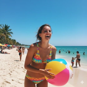 Summer Beach Bikini Photo Prompt with Blue Sky