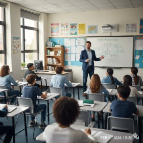 15. Teacher Standing Confidently in Classroom