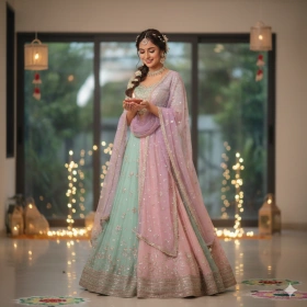 Diwali Festival Look with Girl in Pastel Ethnic Outfit