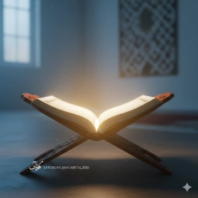 Spiritual Ramadan Image with Quran and Soft Glow