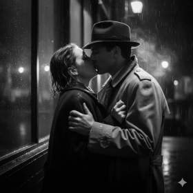 Cinematic Adult Couple Kiss with Moody Lighting