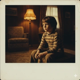 Emotional Younger Self Polaroid with Retro Aesthetic