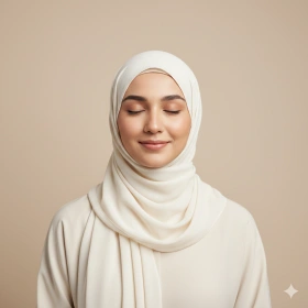 10. Muslim Woman Portrait with Serene Expression and Clean Aesthetic