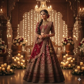 18. Wedding‑Style Lehenga Look with Soft Cinematic Lighting