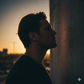 Man Silhouette Portrait with Dramatic Backlight