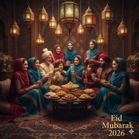 Traditional Eid Mubarak 2026 Celebration Scene