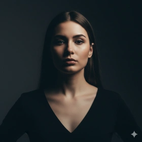 Confident Modern Girl Portrait with Soft Shadows