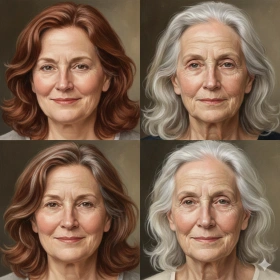 Realistic Hair Graying and Hairline Aging Prompt