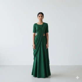 12. Minimalist Lehenga Portrait with Balanced Lighting
