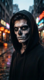 Skeleton Face Paint Street Portrait