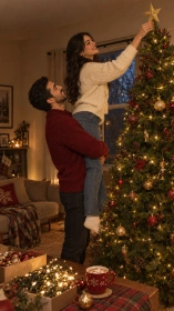 Cozy Christmas Tree Decorating Together